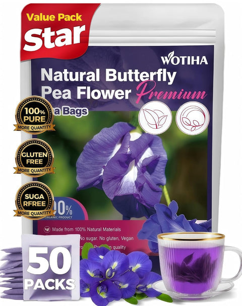 WOTIHA 50 Count Premium White Mulberry Leaf Tea Bags - 100% Natural & Pure, Improves Digestion, Supports Wellness, Slightly Sweet & Refreshing,Non-GMO Caffeine-Free, Additive-Free, Sugar-Free, Vegan