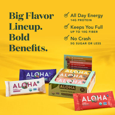 ALOHA Organic Plant Based Protein Bars - Sampler Pack 2nd Edition - 12 Bars Vegan Low Sugar Gluten-Free Paleo Low Carb Non-GMO No Stevia No Erythritol