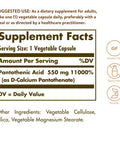 Solgar Pantothenic Acid 550 Mg 100 Vegetable Capsules - Vitamin B5 - Energy Metabolism Nervous System Support - Gluten Free Dairy Free Kosher - 100 Servings