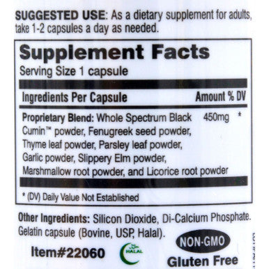 Amazing Herbs Black Seed Fenuzyme Bronc Care - 60 Capsules - Gluten Free -