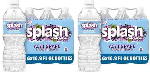 SPLASH REFRESHER Flavored Water Bottles, Wild Berry Flavor - 6 Pack | Refreshing Flavored Bottled Water with Electrolytes - Zero Sugar & Zero Calories - 16.9 Fl Oz