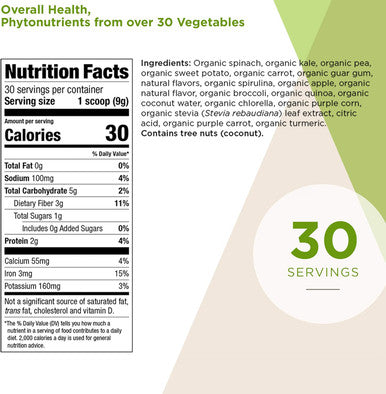Isagenix Organic Greens Organic Superfood Drink Mix of Phytonutrient Drink Mix with Organic Spinach Kale Spirulina Chlorella Broccoli and More to Support Diet - 270 Grams (30 Servings)