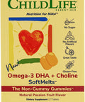 CHILDLIFE ESSENTIALS Omega-3 DHA + Choline SoftMelts - All-Natural Support for Optimal Brain & Nervous System Development & Function in Children & Teens, Sugar-Free - Passion Fruit Flavor, 27 Tablets