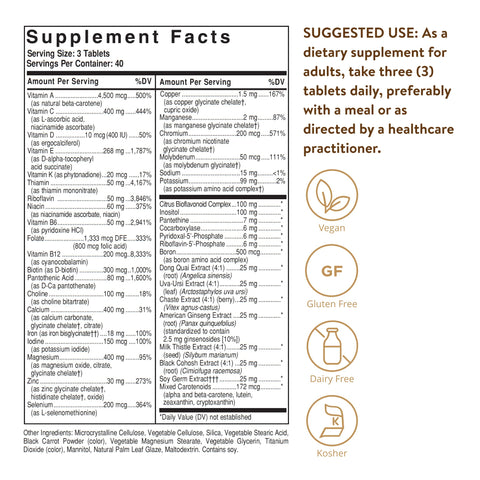 Solgar Female Multiple 120 Tablets - Multivitamin Mineral & Herbal Formula For Women - Advanced Phytonutrient - Vegan Gluten Free Dairy Free Kosher 40 Servings