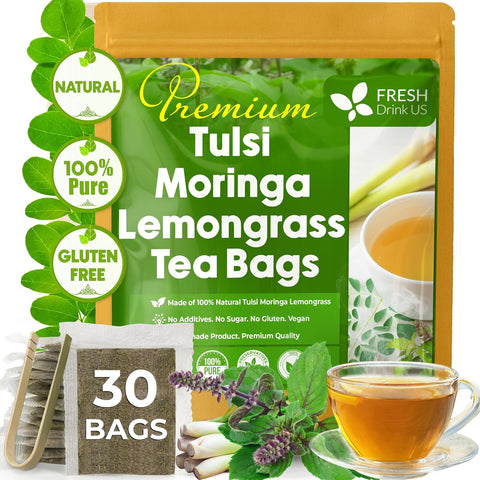 FreshDrinkUS, Premium 120 Mulberry Leaf Tea Bags, 100% Natural & Pure from Mulberry Leaves. Loose Leaf Herbal Tea. Made with Natural Material Tea Bags. No Sugar, No Caffeine, No Gluten, Vegan.