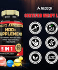 3In1 Nad+ Supplement 1200Mg - Nicotinamide Riboside With Trans Resveratrol & Quercetin - Cellular Activity, Immune, Aging Health - 60 Count Supply For 30 Days