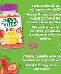 Chewy Vites Kids High Strength Vit D3 60 Kids Vitamin D Gummies 10 mcg 400 IU Vitamin D3 2 Months Supply Vegan Real Fruit Juice Age 3 + Strawberry Flavour