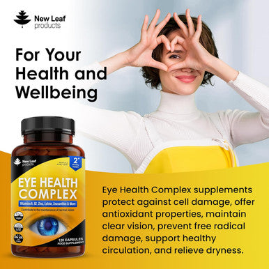 Lutein Supplement For Eyes - Lutein And Zeaxanthin Supplement Enriched With Vitamin A, B2 Which Supports Normal Vision & Zinc Eye Vitamins - Made In The Uk Lutein Eye Health Complex By Leaf
