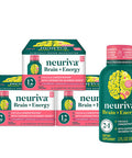 NEURIVA Brain Energy Supplement with Clinically Tested Neurofactor For Focus Concentration Vitamin B12 150mg of Caffeine For An Immediate Energy Boost 36ct Strawberry Lemonade Shots
