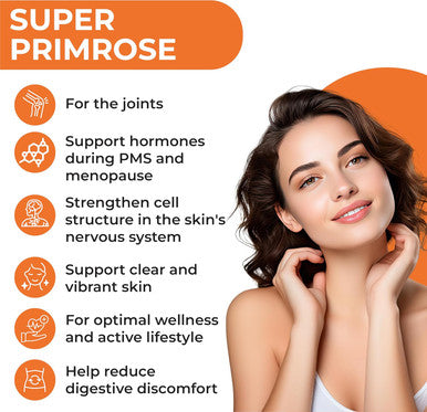 Aitnaturals Super Primrose - 1300mg (120 Softgels) Rich in GLA (Gamma-Linolenic Acid) Cold-Pressed Hexane | Menopause Hormonal Balance & Skin Health Support PMS Relief Heart Health Support