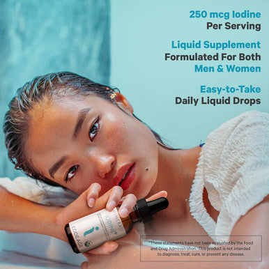 Codeage USDA Organic Iodine Drops - USDA Organic - 250 Mcg Per Serving - 1+ Year Supply - Liquid Iodine Supplement - Pure Clear Iodine - Vegan Iodine Liquid Drop - 2 fl oz