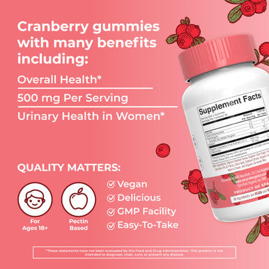 Maryruth'S Maryruth Organics Organic Cranberry Gummies - 500Mg Supplement Urinary Tract Health For Women With D Mannose Traditional Use Usda Organic Vegan Non Gmo 30 Servings