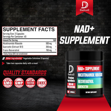 Nad+ Supplement With Liposomal Nicotinamide Riboside 900Mg Nr, Resveratrol, Quercetin - 90 Capsules - Cellular Production & Restoration, Aging Well, Vitality