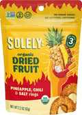 SOLELY - Organic Dried Pineapple Rings (5.5 oz Resealable Bags, Pack of 3) - Real Fresh Fruit - 1 Ingredient - Healthy Snacks for Adults & Kids - Non GMO, Vegan Snacks, Shelf Stable - 3 Bags (16.5 oz)