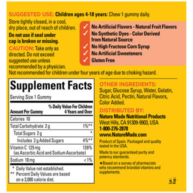 Nature Made Kids First Vitamin C Gummies Dietary Supplement For Immune Support 110 Gummies 110 Day Supply