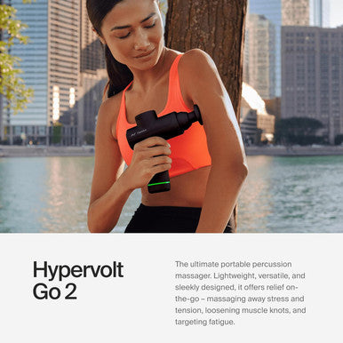 Hyperice Hypervolt Go 2 in Black - Featuring Quiet Glide Technology - Handheld Percussion Massage Gun | 3 Speeds 2 Interchangeable Heads | Helps Relieve Sore Muscles and Stiffness | FSA-HSA Eligible