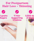 Pink Stork Postpartum Hair Loss Gummies - Biotin with Vitamin E Pantothenic Acid B6 & B12 for Beautiful & Strong Hair Skin and Nails - Postpartum Essentials for Moms - 60 Gummy Vitamins