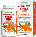 Nattura Complete Omega 3-6-7-9 Pure Sea Buckthorn Oil European Quality from Unrefined Cold Pressed Whole Sea Buckthorn Wild Berries - Non-GMO Certified Kosher Gluten- Capsules
