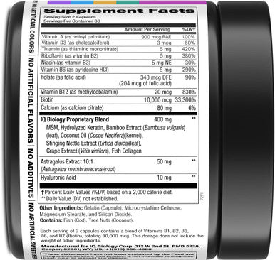 Biotin 10,000 mcg Supplement for Hair Growth with Collagen & Keratin for Hair Loss & Thinning Hair - Hair Skin and Nails Vitamins for Women & Men - Healthy Regrowth, Skin Glow & Nail Repair - 60 Caps