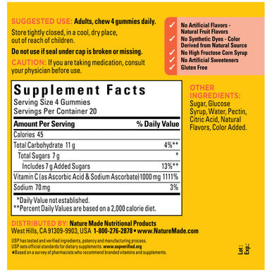 Nature Made Maximum Strength Dosage Vitamin C 1000Mg Per Serving Immune Support Vitamin C Gummies For Adults 80 Vitamin C Gummies 20 Day Supply