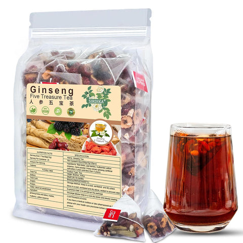 Ginseng Five Treasures Tea Kidney Tea - Ginseng & Mulberry Herbal Teas Natural Chinese Red Date Kidney Cleanse Detox Teas Bag for Men Women, te de riÃƒÂ±on Saludable Organica (1 Bag(25PC))