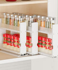 SpaceAid Bamboo Pull Out Spice Rack Organizer for Cabinet, Heavy Duty Slide Out Seasoning Kitchen Pantry Sliding Vertical Organization, 7.6" Wide, 3 Drawers(2" Wide), 2-Tier, Natural