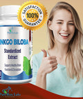 YUMMYVITE Ginkgo Biloba Capsules - Supports Brain Function, Memory Support & Circulation, Extra Strength Standardized Extract - 60 Capsules
