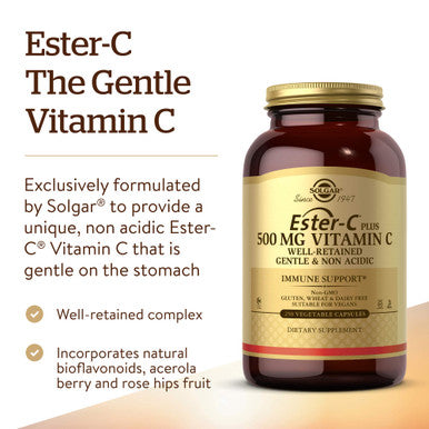 Solgar Ester-C Plus 500 Mg Vitamin C (Ascorbate Complex) 250 Vegetable Capsules