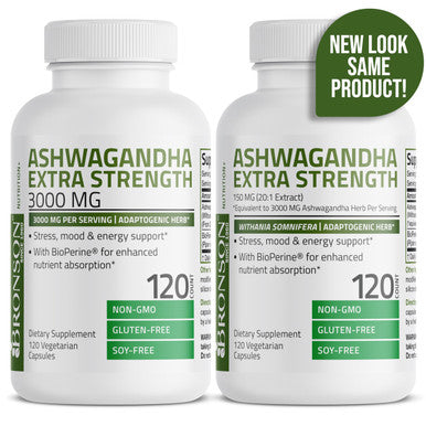 Bronson Ashwagandha Extra Strength Stress & Mood Support With Bioperine - Non Gmo Formula, 120 Vegetarian Capsules