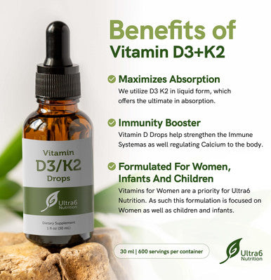 Vitamin D3 Drops with Vitamin K2 for Supreme Absorption. Immunity Booster - Vitamin D Drops for Adults, Children, Kids and Infants. Liquid Vitamin D with K2. Top Selling Liquid Vitamin Drops