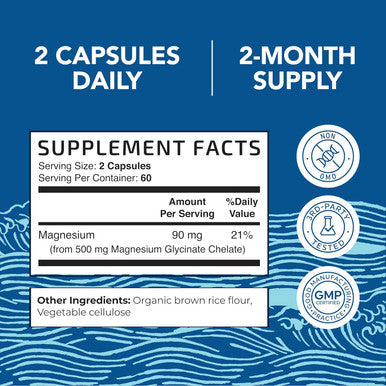 Magnesium Glycinate 500Mg Chelated For Muscle Relaxation, Bones, Heart, Nerve, Sleep & Calm Support For Women & Men High Absorption Magnesium Chelate Supplement & Bisglycinate Complex 120Ct