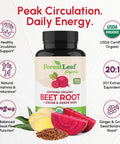 Forestleaf Usda Organic Beet Root Capsules - Beetroot Supplement 1000Mg 20 1 Extract W/Ginger Grape Seed - Support Blood Pressure Nitric Oxide Flow Circulation - Made In Usa 120 Caps