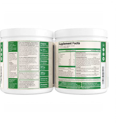 #1 Green Superfood with 1000 mg Mushrooms | 100% USDA Organic Non-GMO Vegan Supplement | 20+ Whole Foods (Spirulina, Wheat Grass, Barley) (Focus, 30 Servings) (Reishi + Shaker Bottle)