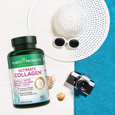 Ultimate Collagen Formula from Purity Products Clinically Tested Type 1 Bioactive Collagen Peptides 5000 mcg Biotin BCP Skin and Nails Optimization Matrix 90 Tablets