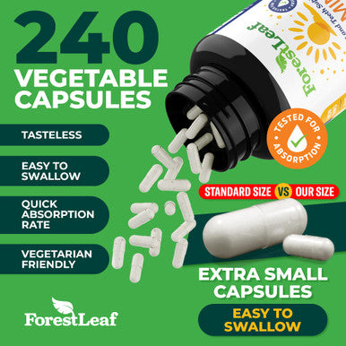 ForestLeaf Vitamin D3 50000 IU - Bone Health and Immune Support Supplements for Women and Men 240 Vegetable Capsules