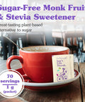 Nunaturals Organic Sweetener Stevia & Monk Fruit Sugar- Plant-Based Sugar Substitute 70 count