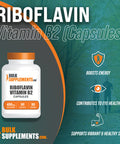 BulkSupplements Riboflavin Capsules (Vitamin B2) - Vitamin B Supplement for Energy Support - Unflavored, - 1 Capsule - 3-Month Supply (90 Capsules)