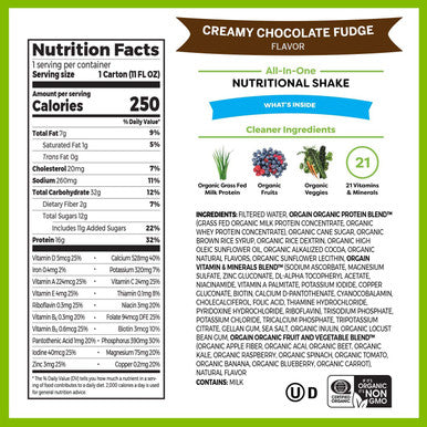 Orgain Organic Nutritional Shake Creamy Chocolate Fudge Meal Replacement 11 Ounce 12 Count Organic Kids Protein Nutritional Shake Vanilla Great for Breakfast Snacks26 Vitamins Minerals