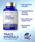 Trace Minerals | 200 Tablets | Full Spectrum Supplement | Non-Gmo & Gluten Free Complex | By Vital Trace