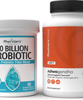 Probiotics 60 Billion CFU Organic Ashwagandha 1950mg Root Powder Extract Bundle 1 Month Supply