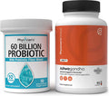 Probiotics 60 Billion CFU Organic Ashwagandha 1950mg Root Powder Extract Bundle 1 Month Supply