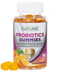 Built Nature Probiotic Gummies 5 Billion Cfus For Digestive & Gut Health - Reduces Occasional Bloating & Minor Abdominal Discomfort - Probiotic Gummy For Women & Kids - Natural Orange Flavor 60 Gummies