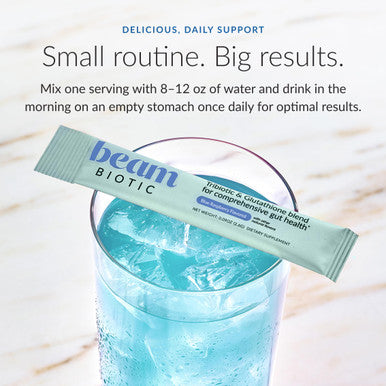 Beam Biotic Probiotics for Women Gut Health & Digestive Health Powder with Pre Pro & Postbiotics + Glutathione Daily Probiotic Drink for Bloating Relief & Gut Balance 15 Servings Blue Raspberry