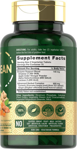 Carlyle Opti-Bean | 150 Tablets | Digestive Support | Gas Bloating & Discomfort Enzyme Blend | Vegetarian Non-GMO & Gluten Supplement