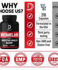 Dedicad 6In1 Bromelain 500Mg Supplement - 1000Mg Per Serving - 210 Capsules With Digestive Health Blend As Quercetin, Ginger