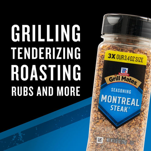 McCormick Grill Mates Seasoning, Montreal Steak, No MSG Added, Gluten Free, No Artificial Flavors, For Transforming Everyday Cuts of Meat and Vegetables into a Grilling Masterpiece, 11.62 oz