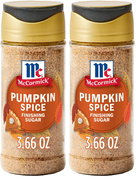 McCormick Finishing Sugar, Pumpkin Spice, Limited Edition, Sweet Blend of Warm Pumpkin Spices, The Perfect Finish for Cookies, Muffins, Pancakes, Bread, and More, 3.66 oz (Pack of 2)