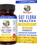 Maryruth Organics Gut Flora Health+ Enzymes | Up To 2 Month Supply | Prebiotic Probiotic Digestive Enzymes Blend For Healthy Gut Biome & Digestive Support | Gastrointestinal Health | 60 Capsules