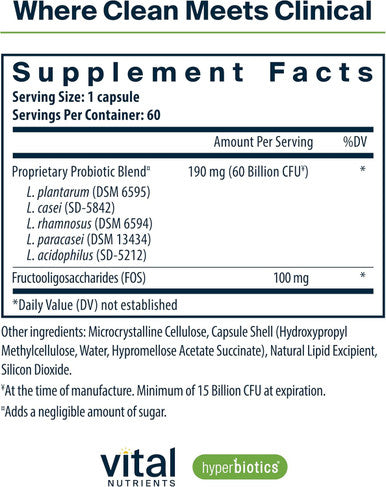 Hyperbiotics Prebiotic + Probiotic 60 Billion CFU (Prev. Pre+Pro 60B) | High-Potency Immune & Upper Respiratory Probiotic | Reduce Gas & Bloating | Shelf-Stable | Vegan | 30 Capsules