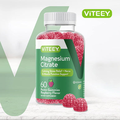 Magnesium Citrate Gummies For Adults & Teens - 66Mg, Supports Calm Mood, Optimal Relaxation, Muscle Function - Vegetarian, Gelatin Free, Gmo - Tasty Chewable Raspberry Flavored Gummy